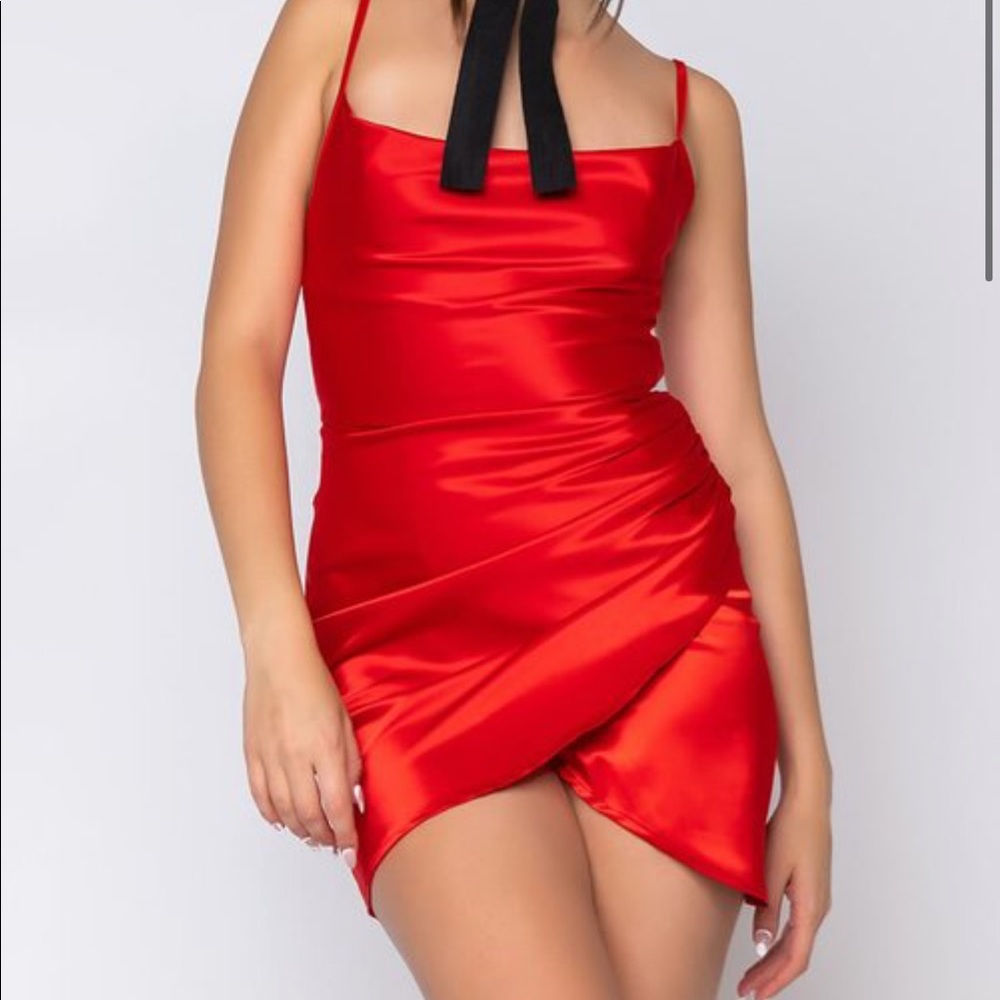 Akira red satin dress size medium